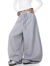 GKIKZ SP² REFLECTIVE RHINESTONE WIDE-LEG SWEATPANTS