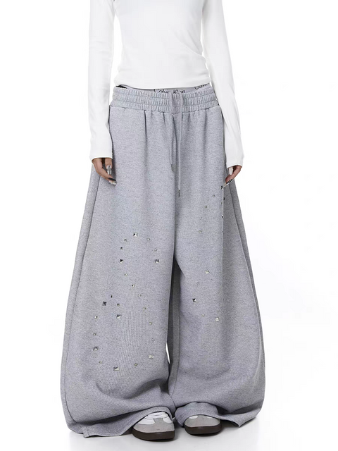 SP² Reflective Rhinestone Wide-Leg Sweatpants