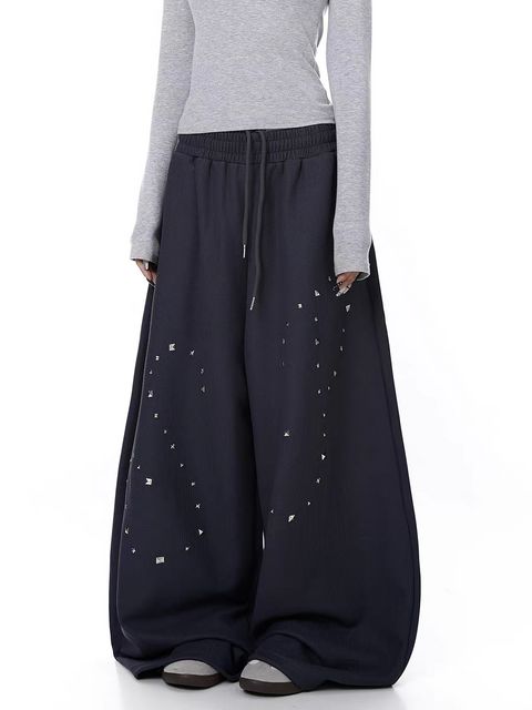SP² Reflective Rhinestone Wide-Leg Sweatpants