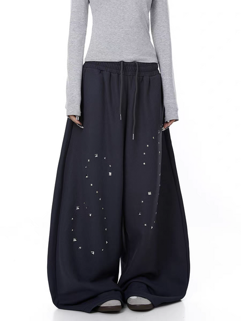 SP² Reflective Rhinestone Wide-Leg Sweatpants