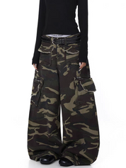 GKIKZ HEAVY-DUTY CAMO WIDE-LEG PANTS