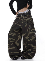 GKIKZ HEAVY-DUTY CAMO WIDE-LEG PANTS