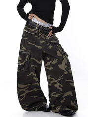 GKIKZ HEAVY-DUTY CAMO WIDE-LEG PANTS