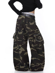 GKIKZ HEAVY-DUTY CAMO WIDE-LEG PANTS