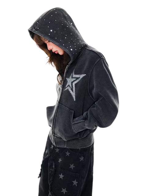 Stargazer Rhinestone Hoodie - Cozy Limited Edition