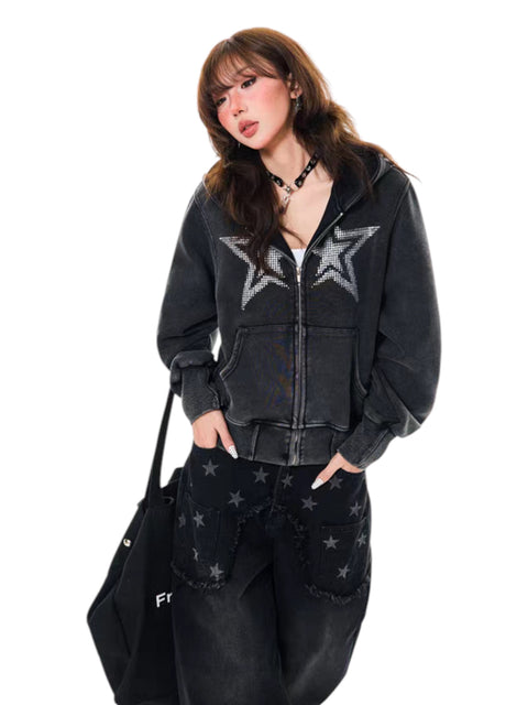 Stargazer Rhinestone Hoodie - Cozy Limited Edition
