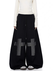 GKIKZ RIVET CROSS WIDE-LEG PANTS