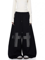 GKIKZ RIVET CROSS WIDE-LEG PANTS