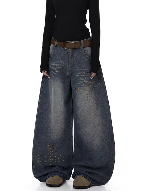 Rivet Deconstructed Distressed Denim Jeans