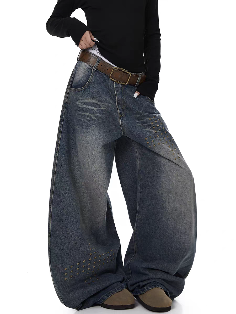 GKIKZ RIVET DECONSTRUCTED DISTRESSED DENIM JEANS