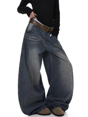 GKIKZ RIVET DECONSTRUCTED DISTRESSED DENIM JEANS