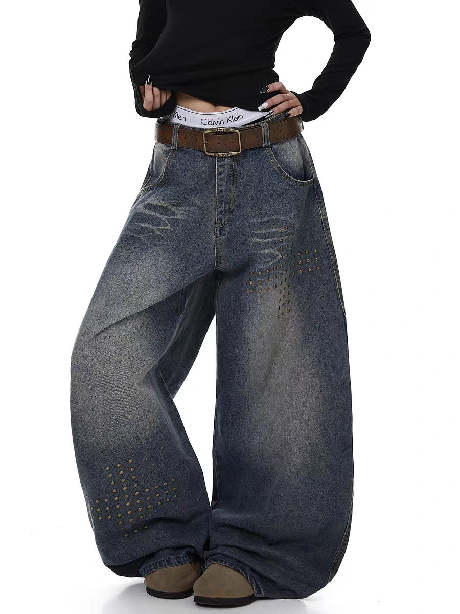 GKIKZ RIVET DECONSTRUCTED DISTRESSED DENIM JEANS