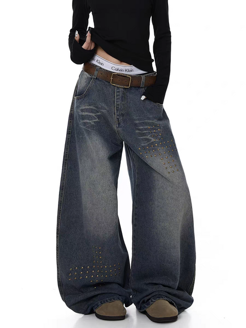 Rivet Deconstructed Distressed Denim Jeans