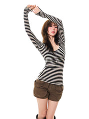 GKIKZ SLIM-FIT STRIPED LONG-SLEEVE TEES