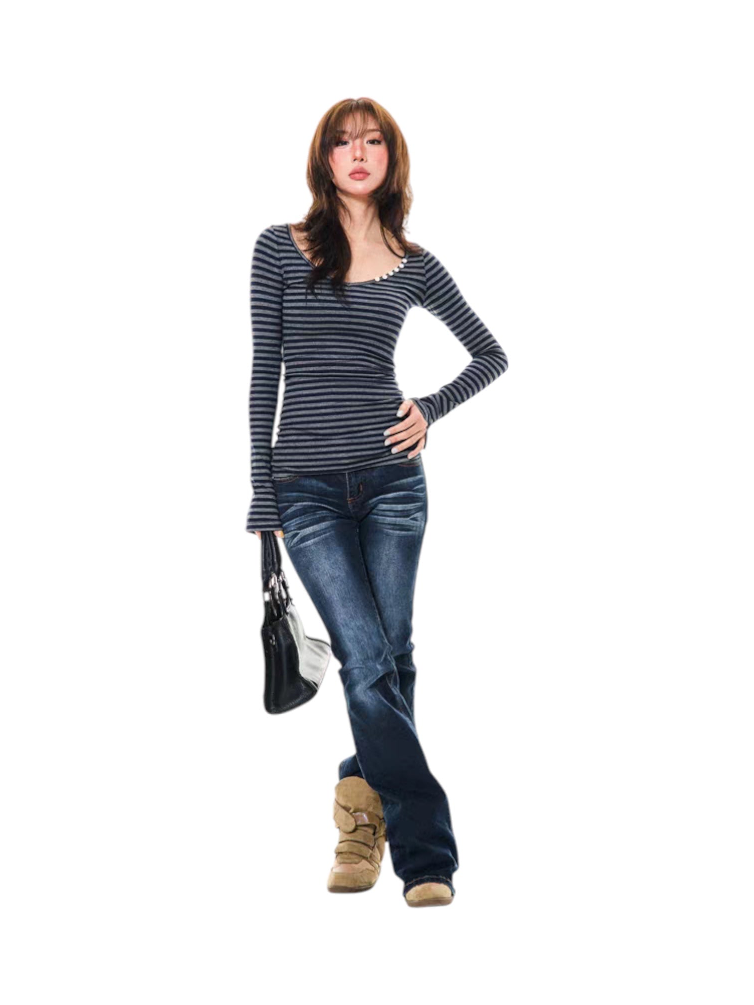 Slim-Fit Striped Long-Sleeve Tees