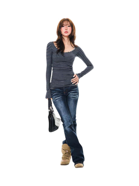 Slim-Fit Striped Long-Sleeve Tees