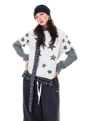 GKIKZ Y2K STAR PRINT TWO-PIECE LONG-SLEEVE TEES