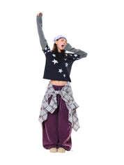 GKIKZ Y2K STAR PRINT TWO-PIECE LONG-SLEEVE TEES