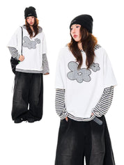 GKIKZ FLORAL EMBROIDERED STRIPED HOODIE