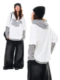 Floral Embroidered Striped Hoodie