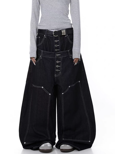 Dual Waist Scissor Cut Heavy Denim