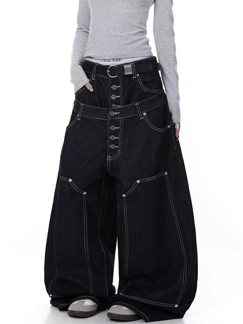 Dual Waist Scissor Cut Heavy Denim