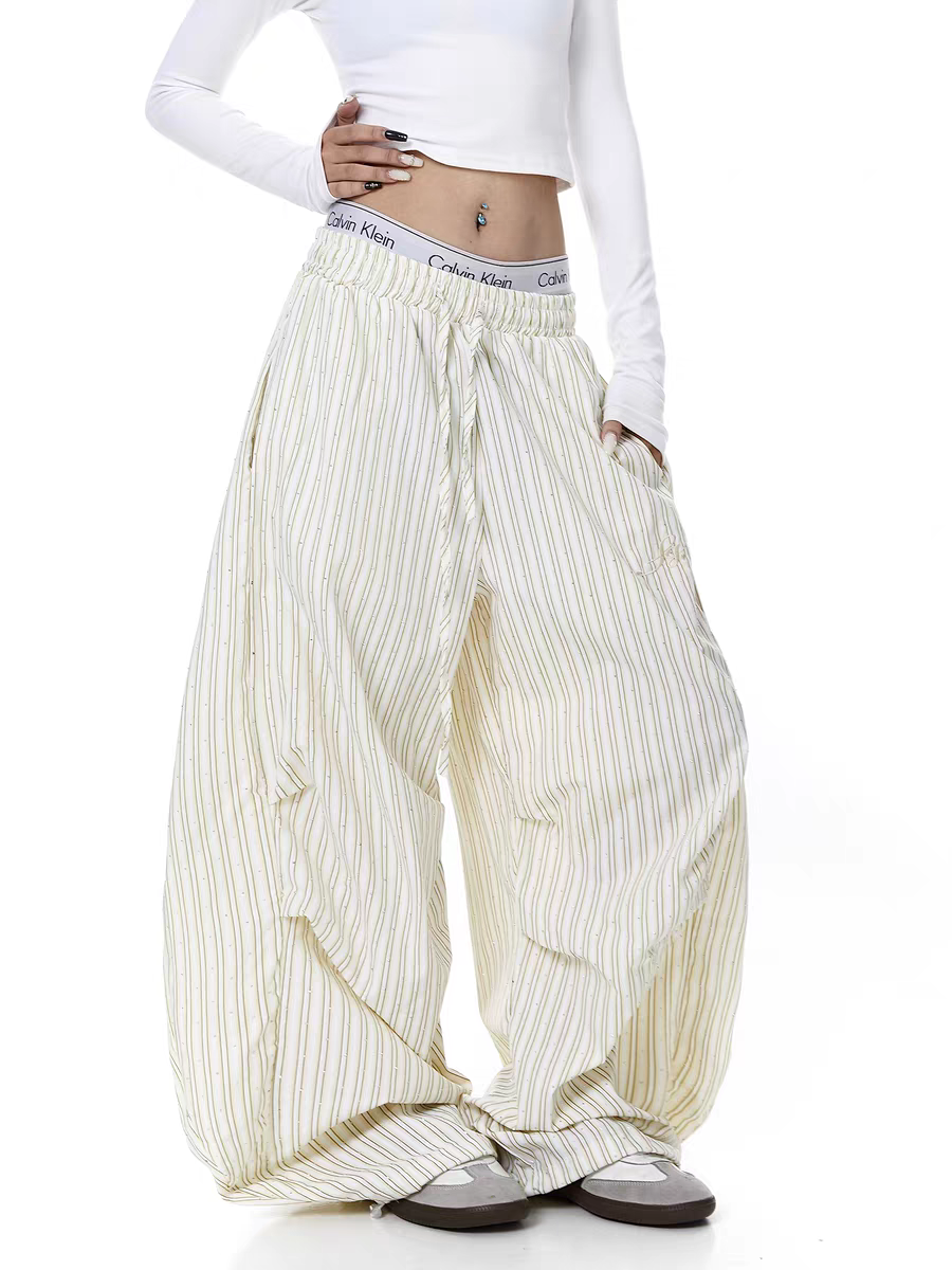 Solid Color Cropped Cotton Pants