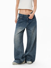 Star Glaze Wide-Leg Cotton Denim