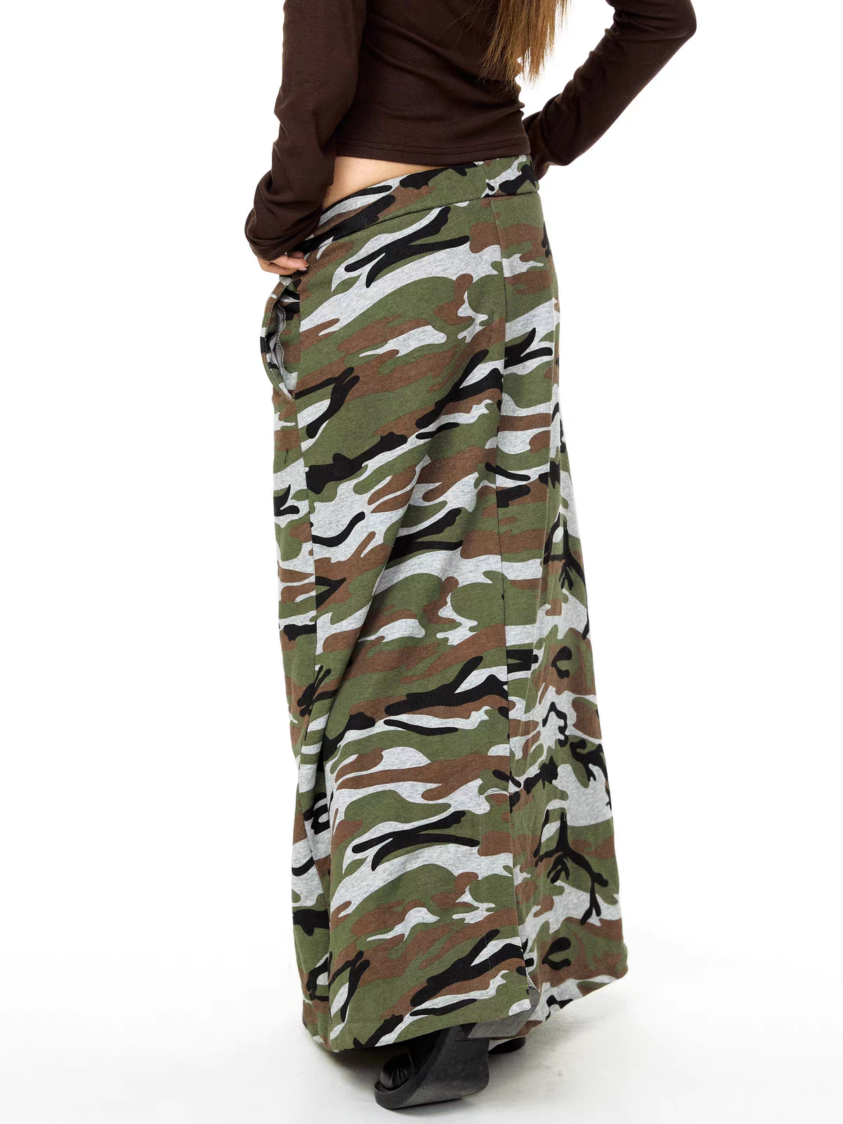 Retro Camo A-Line Cotton Skirt