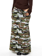 Retro Camo A-Line Cotton Skirt