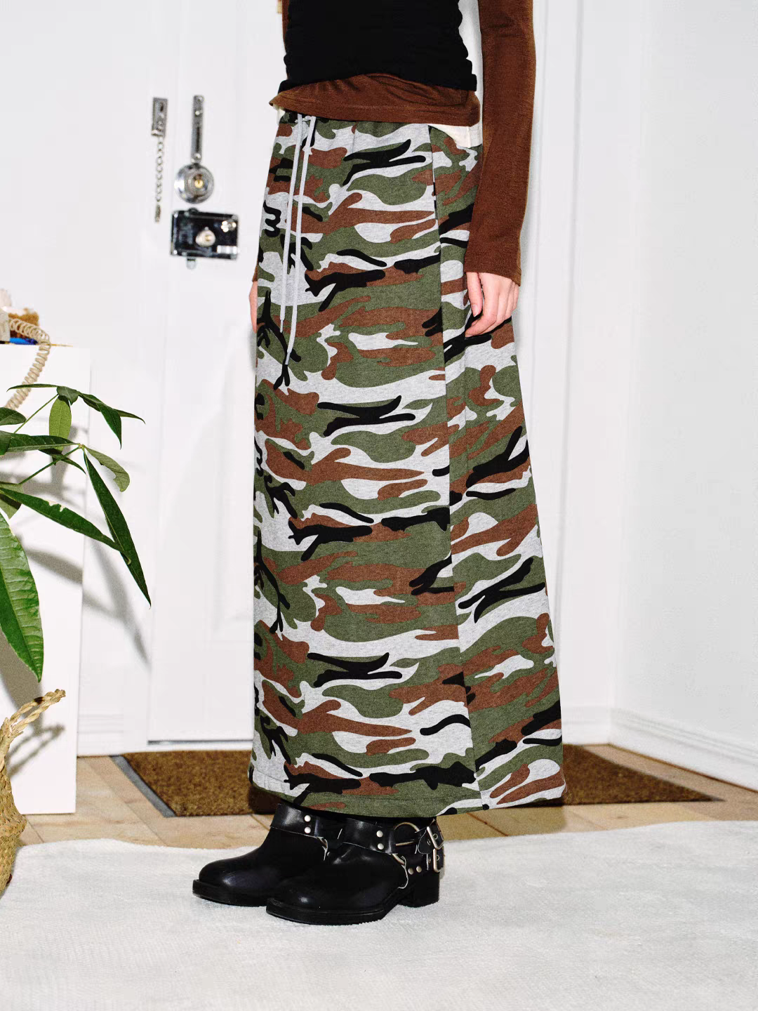 Retro Camo A-Line Cotton Skirt