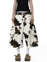 GKIKZ RETRO COW-MOTIF MULTI POCKET COTTON WORKSHORTS