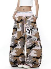 Pinkish Camo-Color Wide Leg Pant