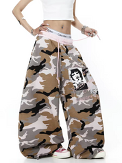 Pinkish Camo-Color Wide Leg Pant