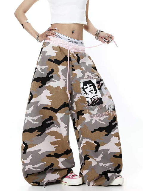 Pinkish Camo-Color Wide Leg Pant