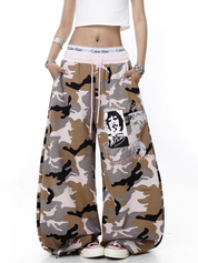Pinkish Camo-Color Wide Leg Pant