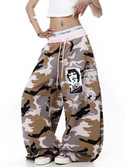 Pinkish Camo-Color Wide Leg Pant