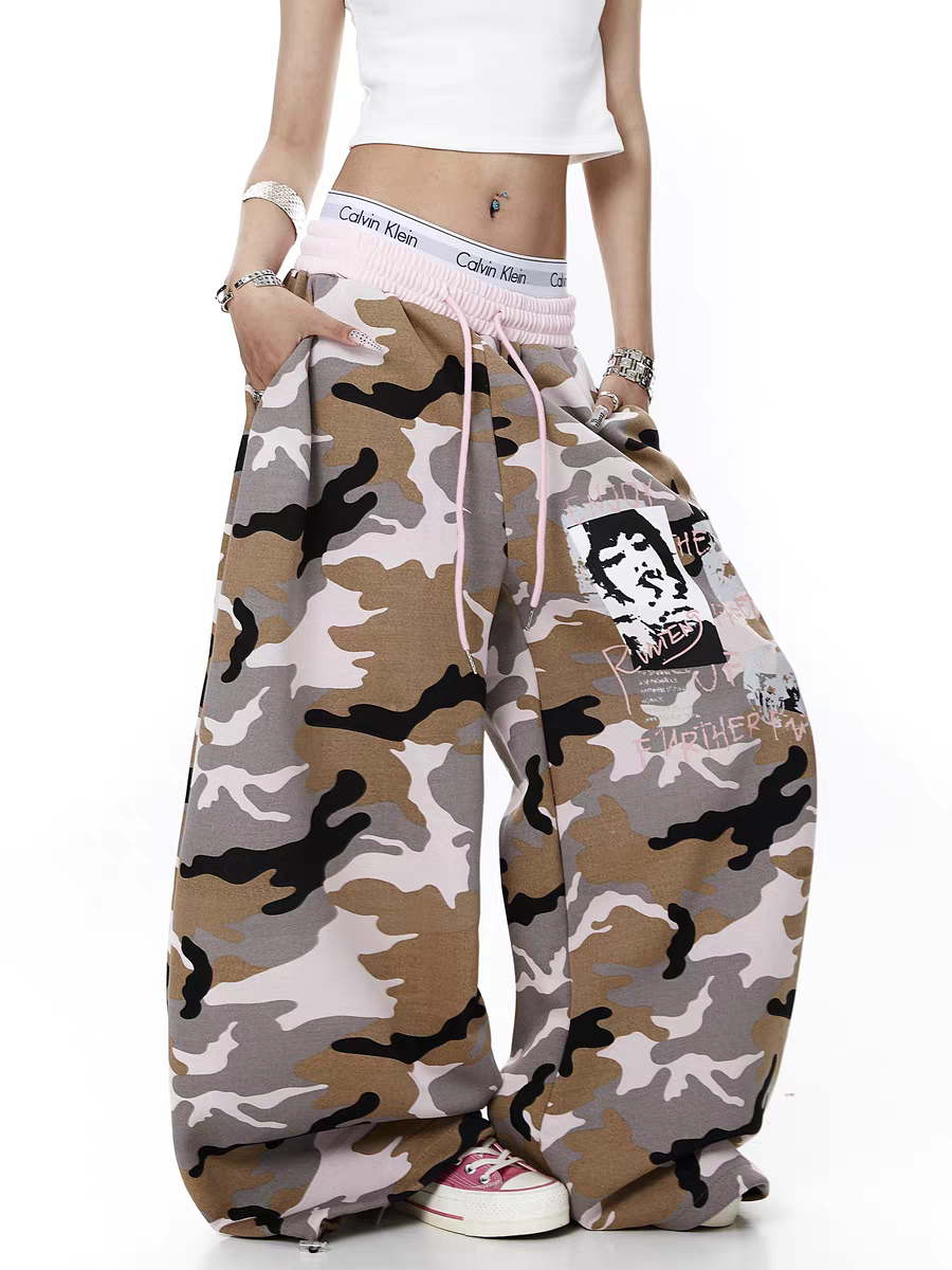 Pinkish Camo-Color Wide Leg Pant