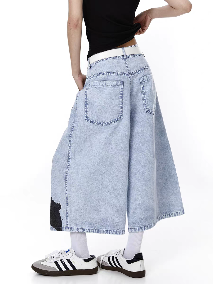 GKIKZ MAX DEC WASHED DENIM JORTS