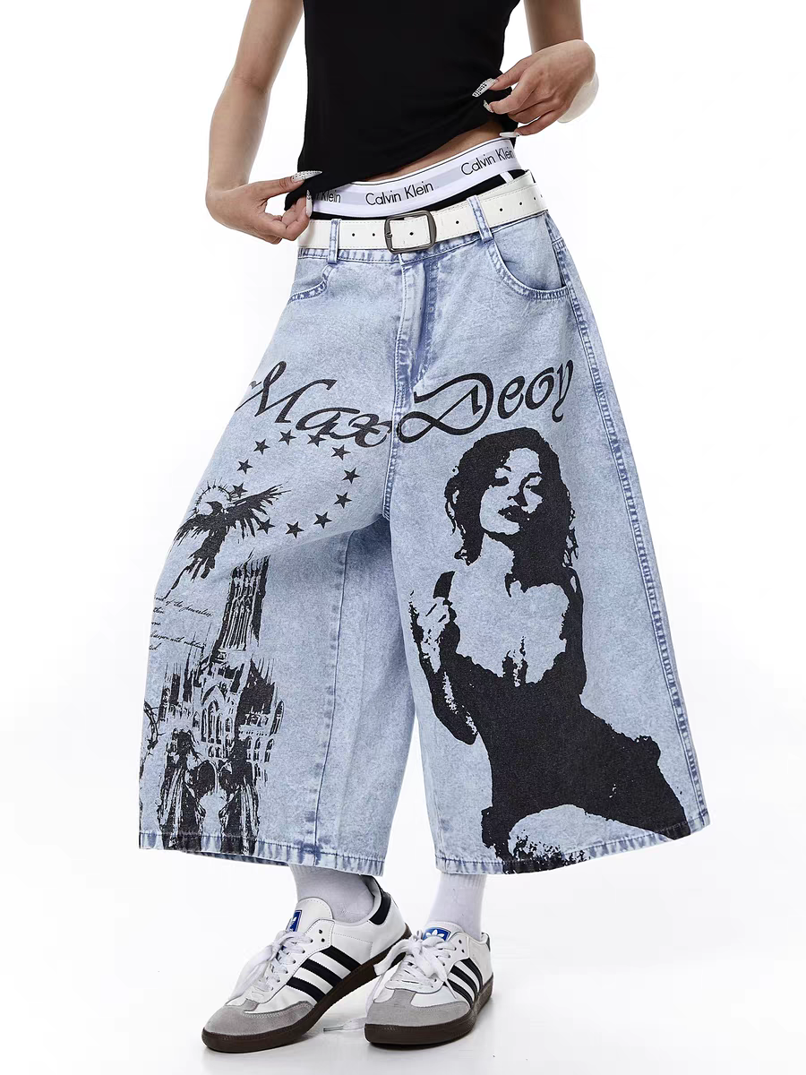 GKIKZ MAX DEC WASHED DENIM JORTS