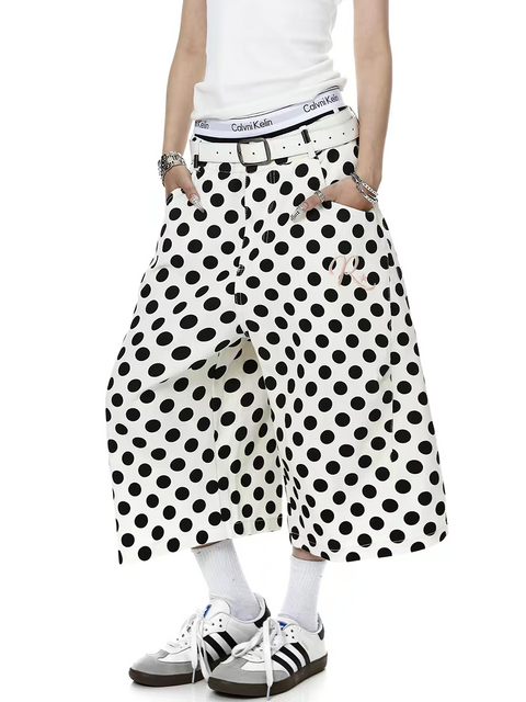 Vintage Polka-Dot Denim Capri Pant