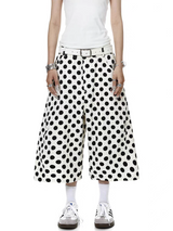 Vintage Polka-Dot Denim Capri Pant