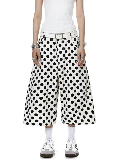 Vintage Polka-Dot Denim Capri Pant