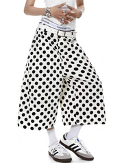 Vintage Polka-Dot Denim Capri Pant