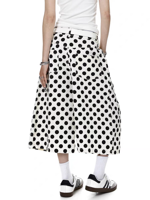 Vintage Polka-Dot Denim Capri Pant
