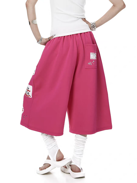 Rose-Red Cotton Short
