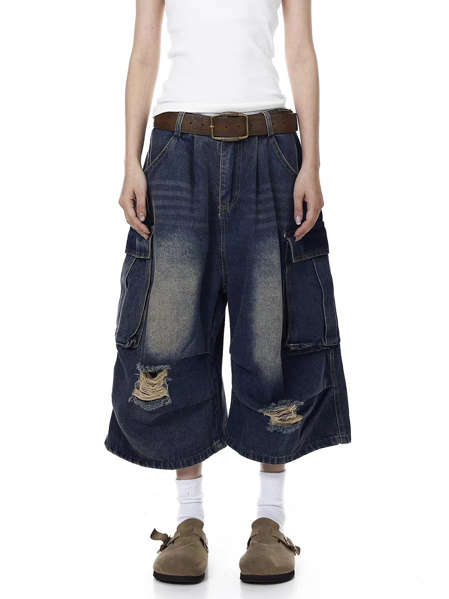 Retro Washed Distressed Ripped Jort