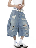 Vintage Ripped Loose-Fit High Waisted Jort