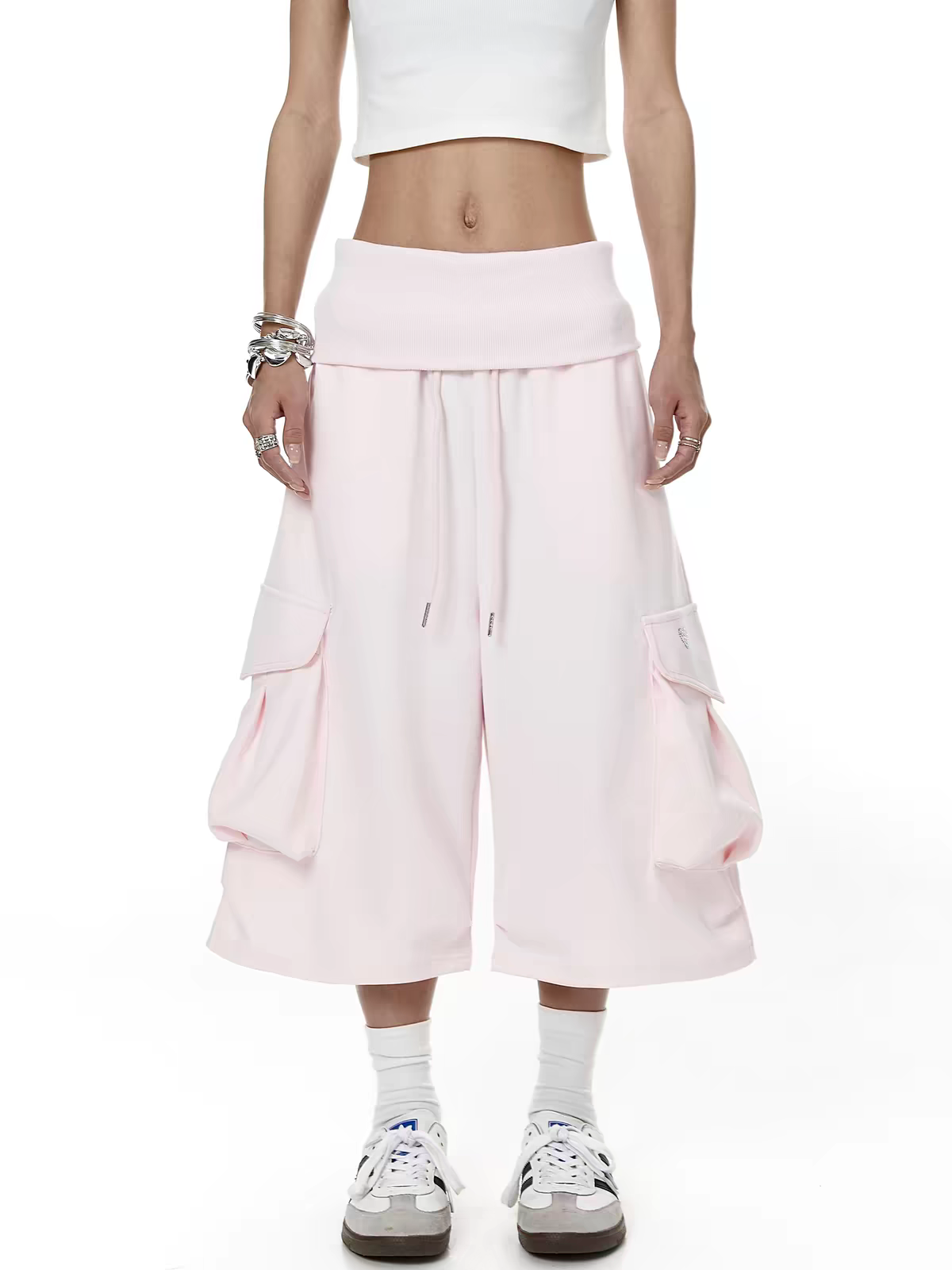 Bubble Pink Large Pocket Cotton Shorts