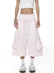 Bubble Pink Large Pocket Cotton Shorts
